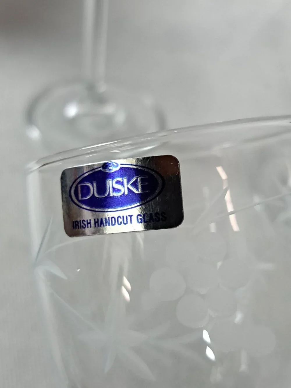 Duiske Irish Handcut Glasses Set of Three Grape Pattern with tags Small Wine ?